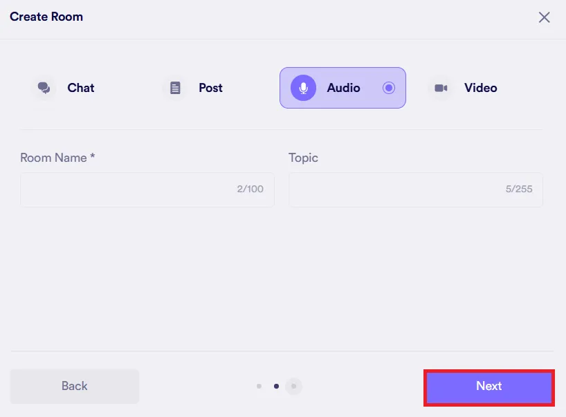 Creating a group room - Step 3